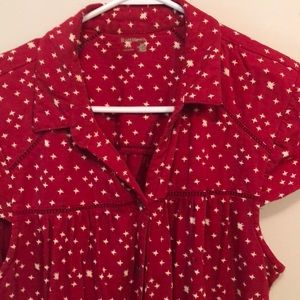 Ruff Hewn red short cap sleeve button up